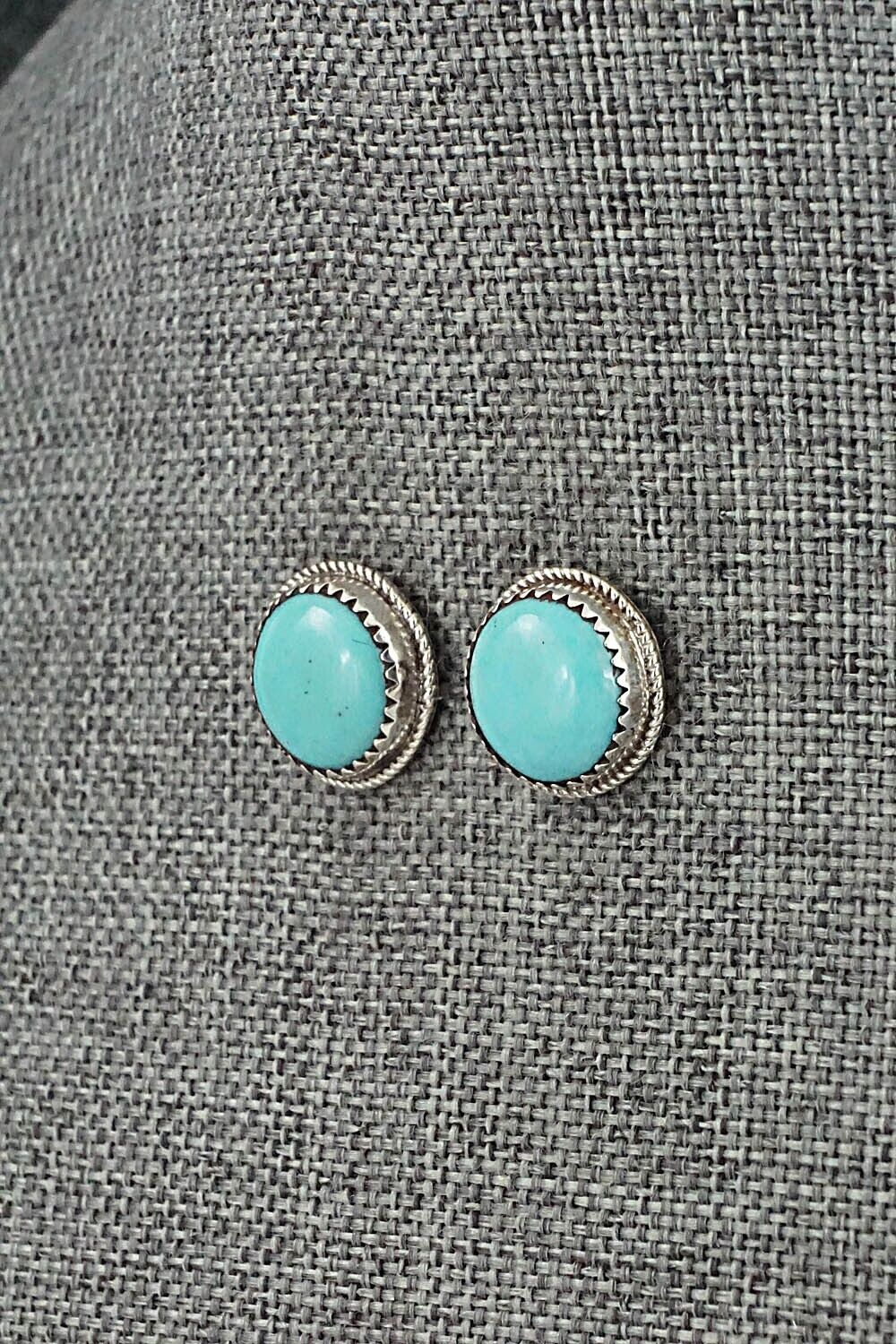 Turquoise & Sterling Silver Earrings - Ernest Hawthorne