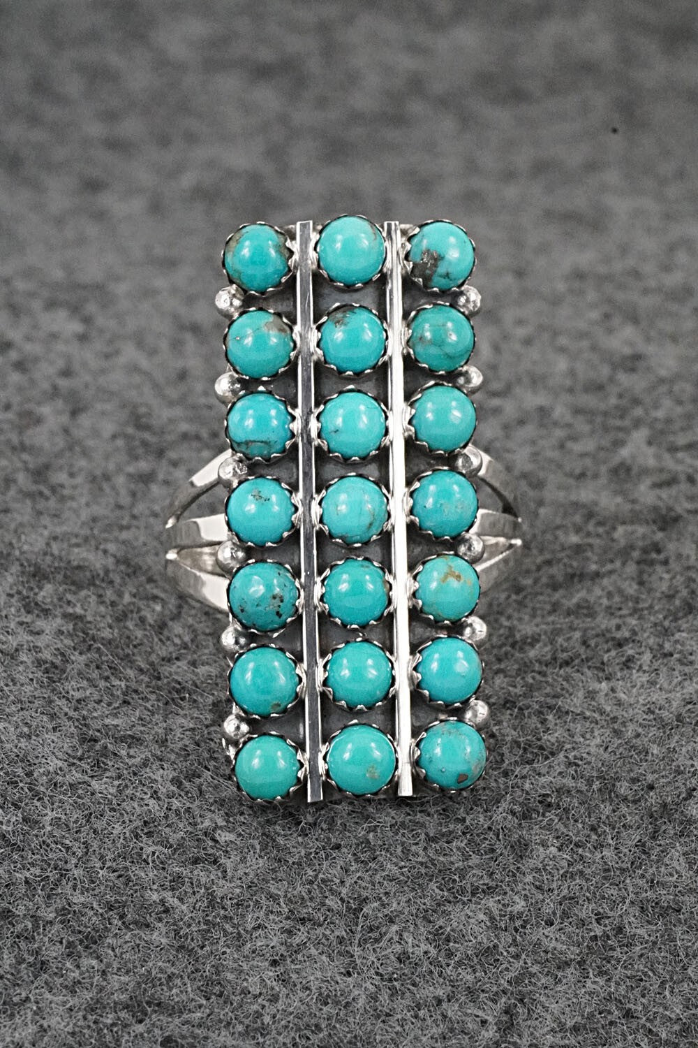 Turquoise & Sterling Silver Ring - Kenny Lonjose - Size 10