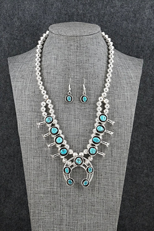 Turquoise & Sterling Silver Squash Blossom Set - Phil Garcia