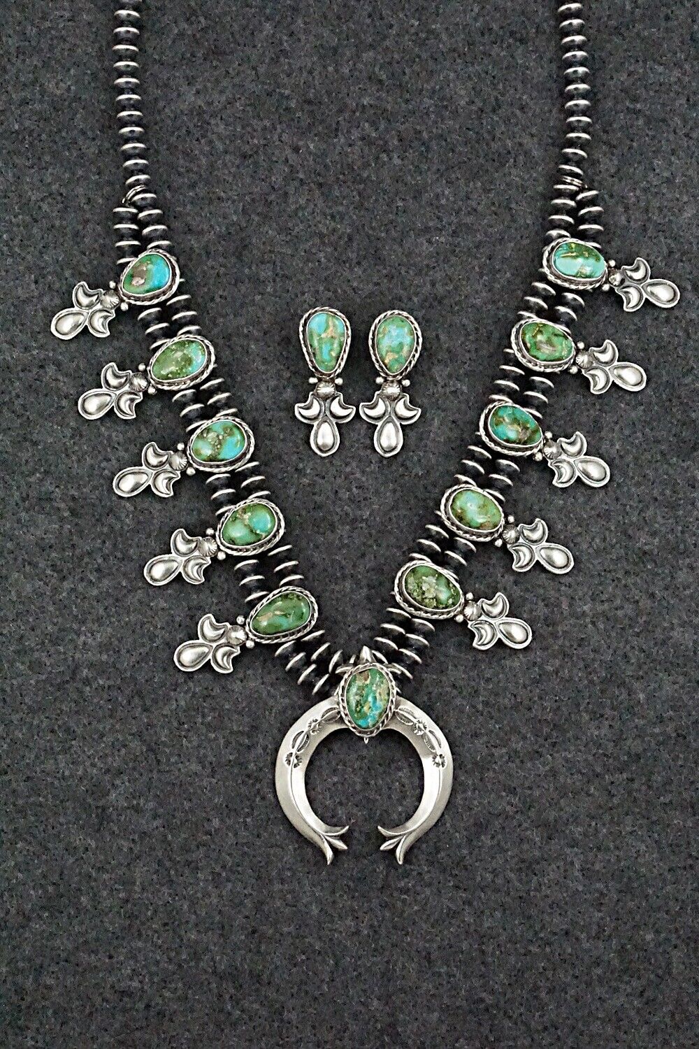 Turquoise & Sterling Silver Squash Blossom Set - Adrienne Gordon