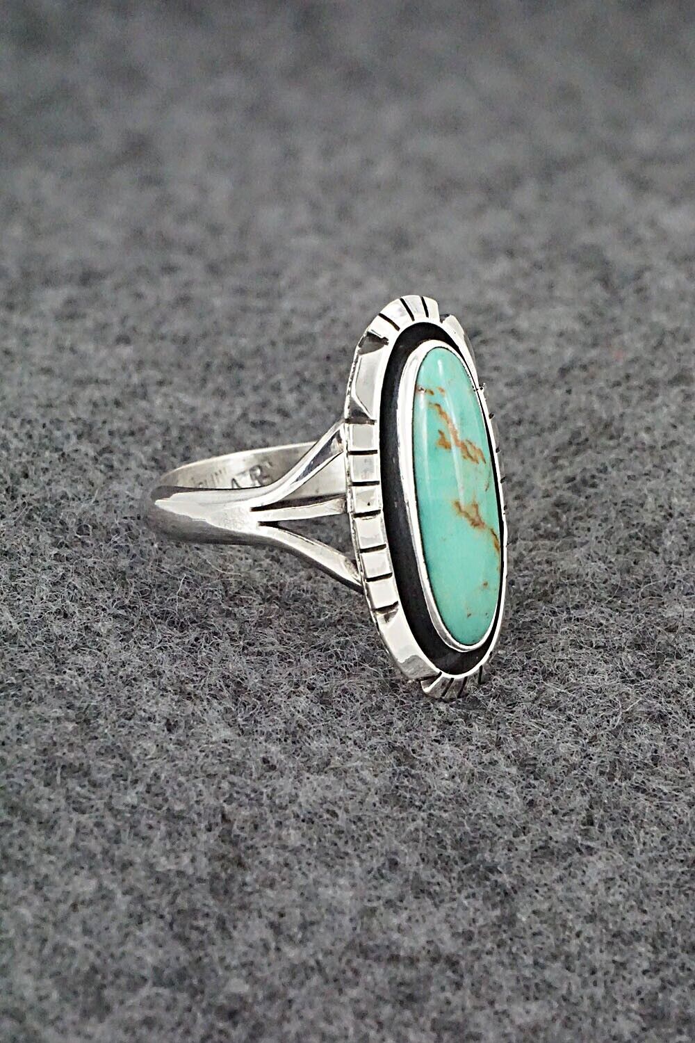 Turquoise & Sterling Silver Ring - Amos Begay - Size 7.5