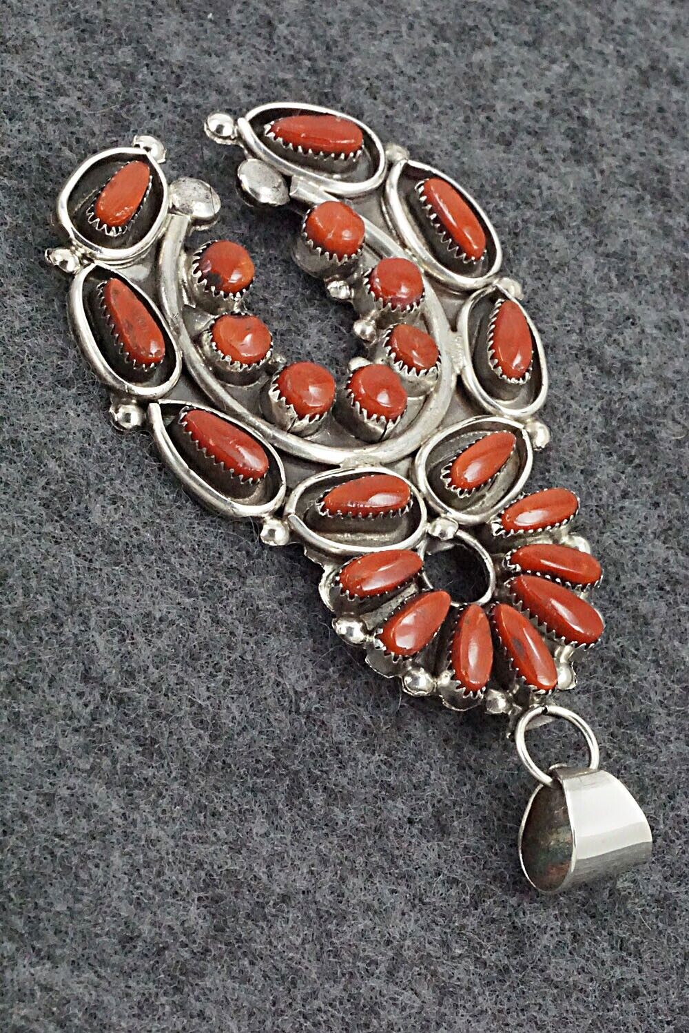 Coral & Sterling Silver Pendant - Vie Bobelu