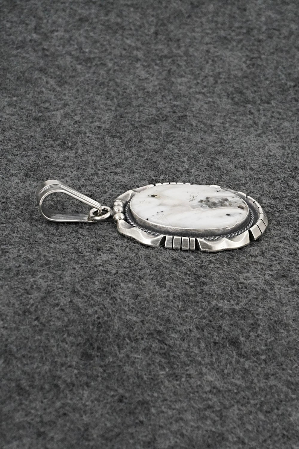 White Buffalo & Sterling Silver Pendant - Samuel Yellowhair