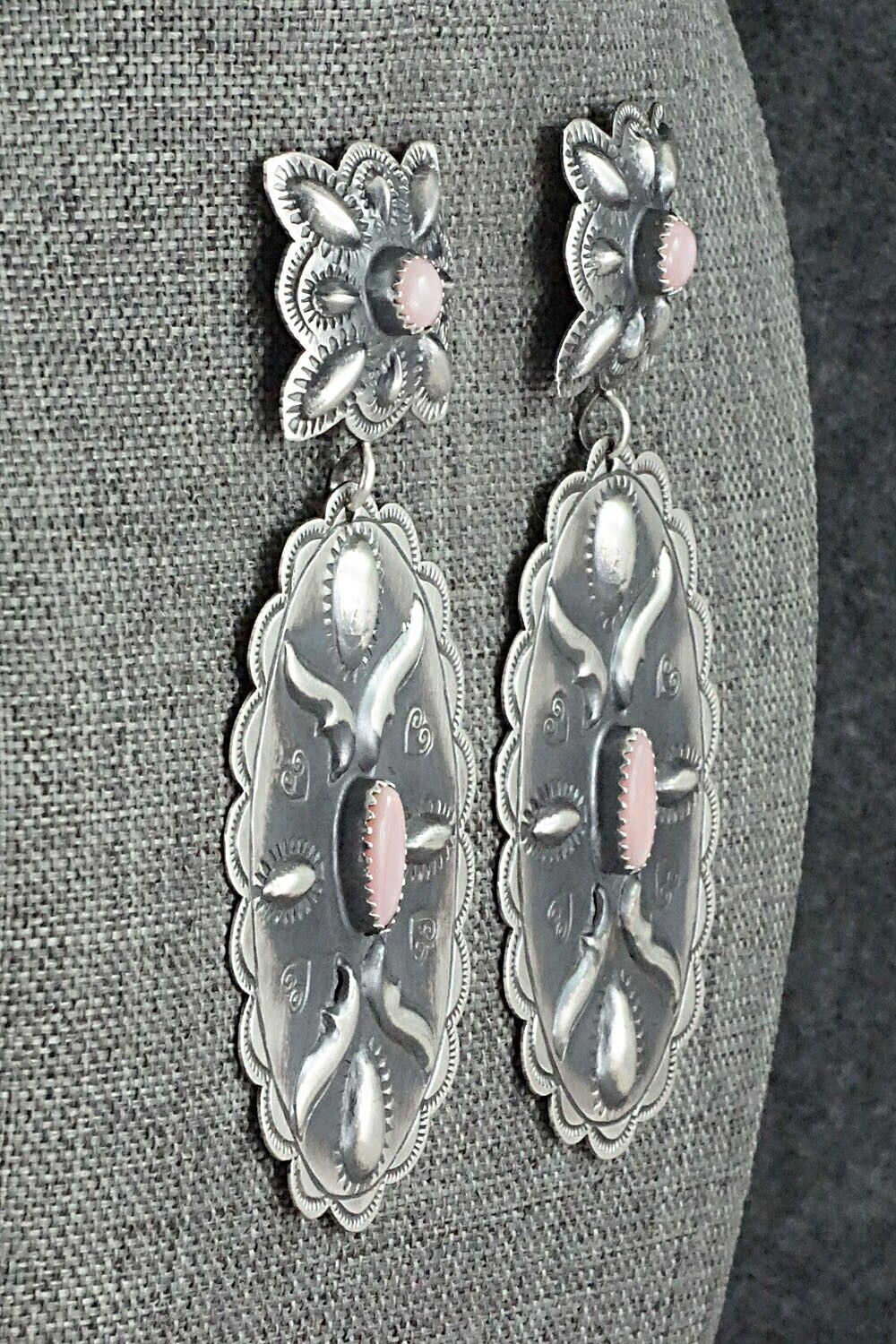 Pink Conch Shell & Sterling Silver Earrings - Glenn Livingston