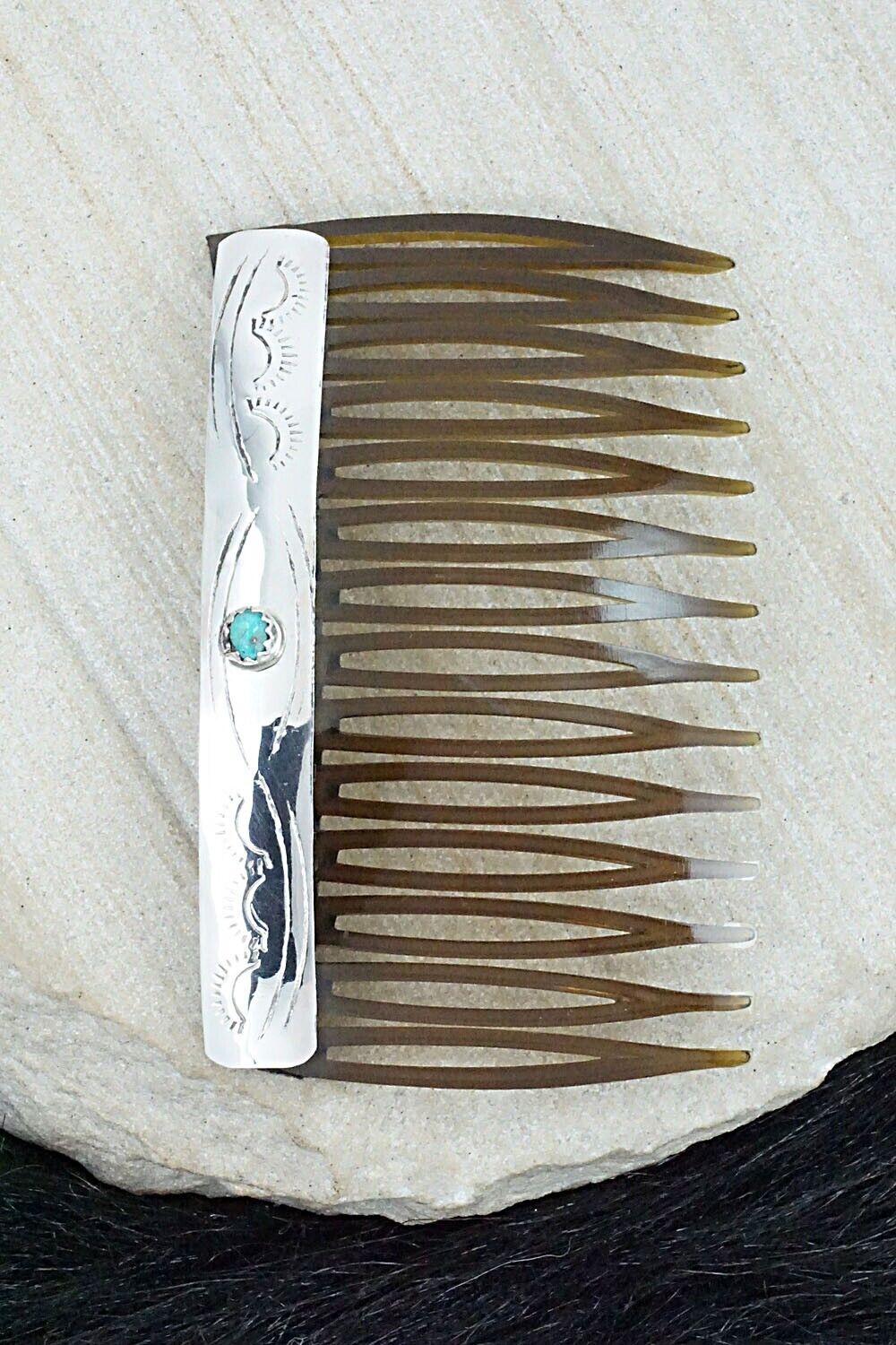 Turquoise & Sterling Silver Hair Combs - Randall Dalgai