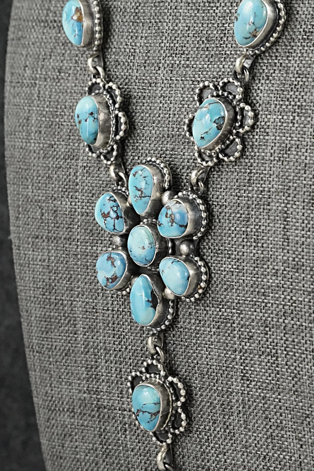 Turquoise & Sterling Silver Necklace and Earrings Set - Darrin Livingston