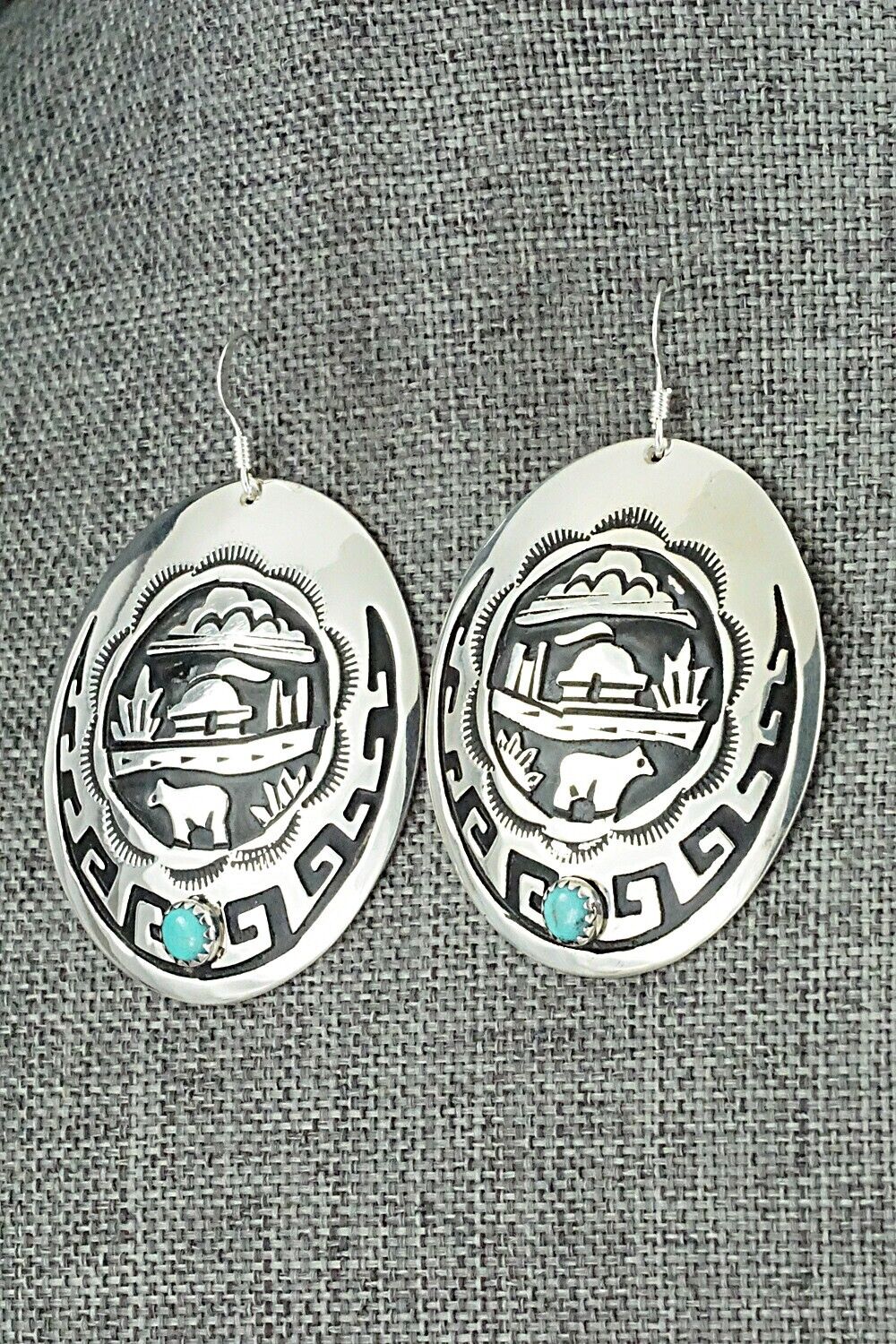 Turquoise & Sterling Silver Earrings - Rosita Singer