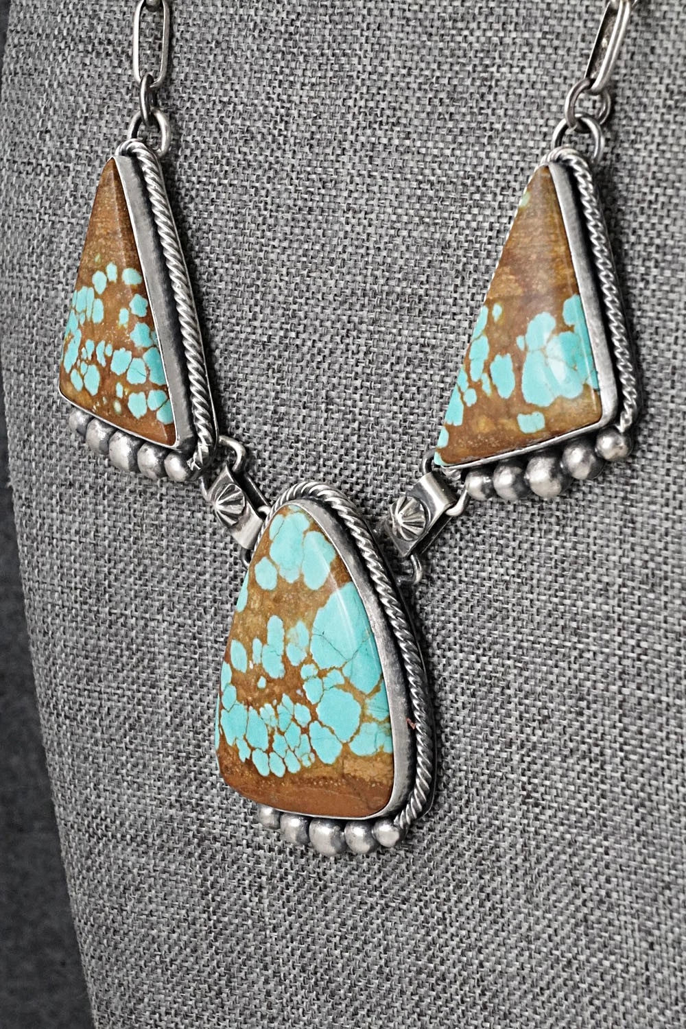 Turquoise & Sterling Silver Necklace and Earrings Set - Paul Livingston