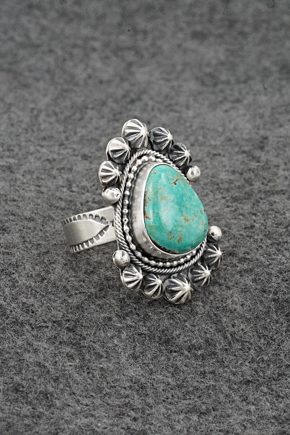 Turquoise & Sterling Silver Ring - Cordell Platero - Size Adjustable