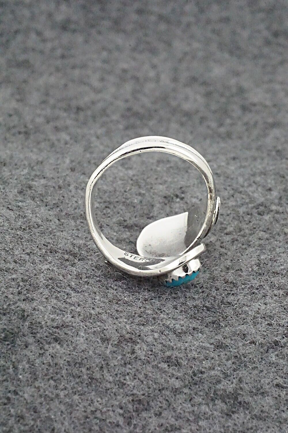 Turquoise, Coral & Sterling Silver Ring - Angela Platero - Size 7