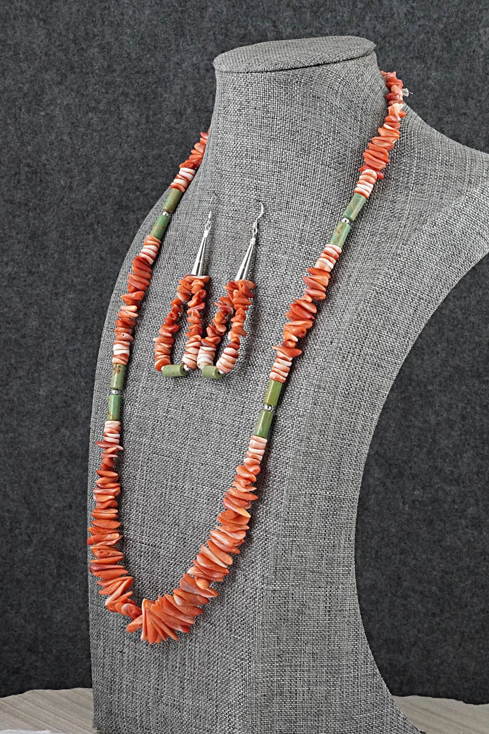 Spiny Oyster, Turquoise & Sterling Silver Necklace Set - Erika Brown
