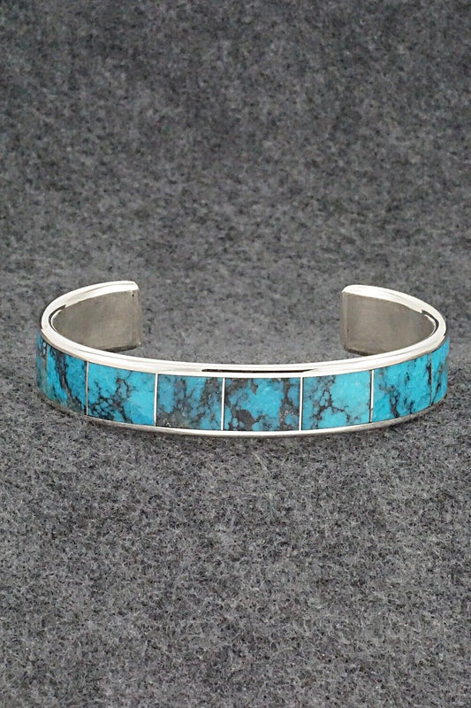 Turquoise & Sterling Silver Inlay Bracelet - Larry Loretto