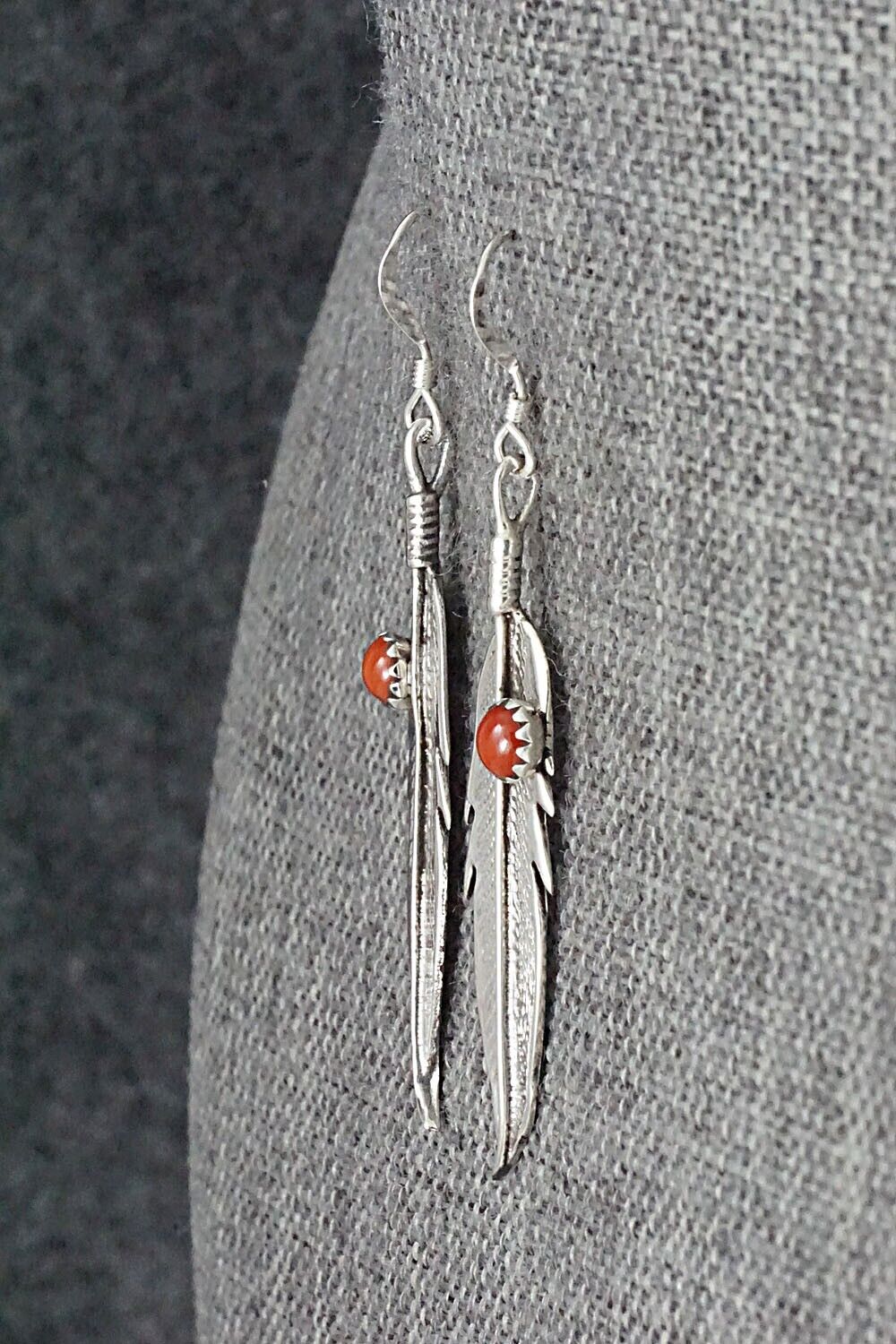 Coral & Sterling Silver Earrings - Louise Joe