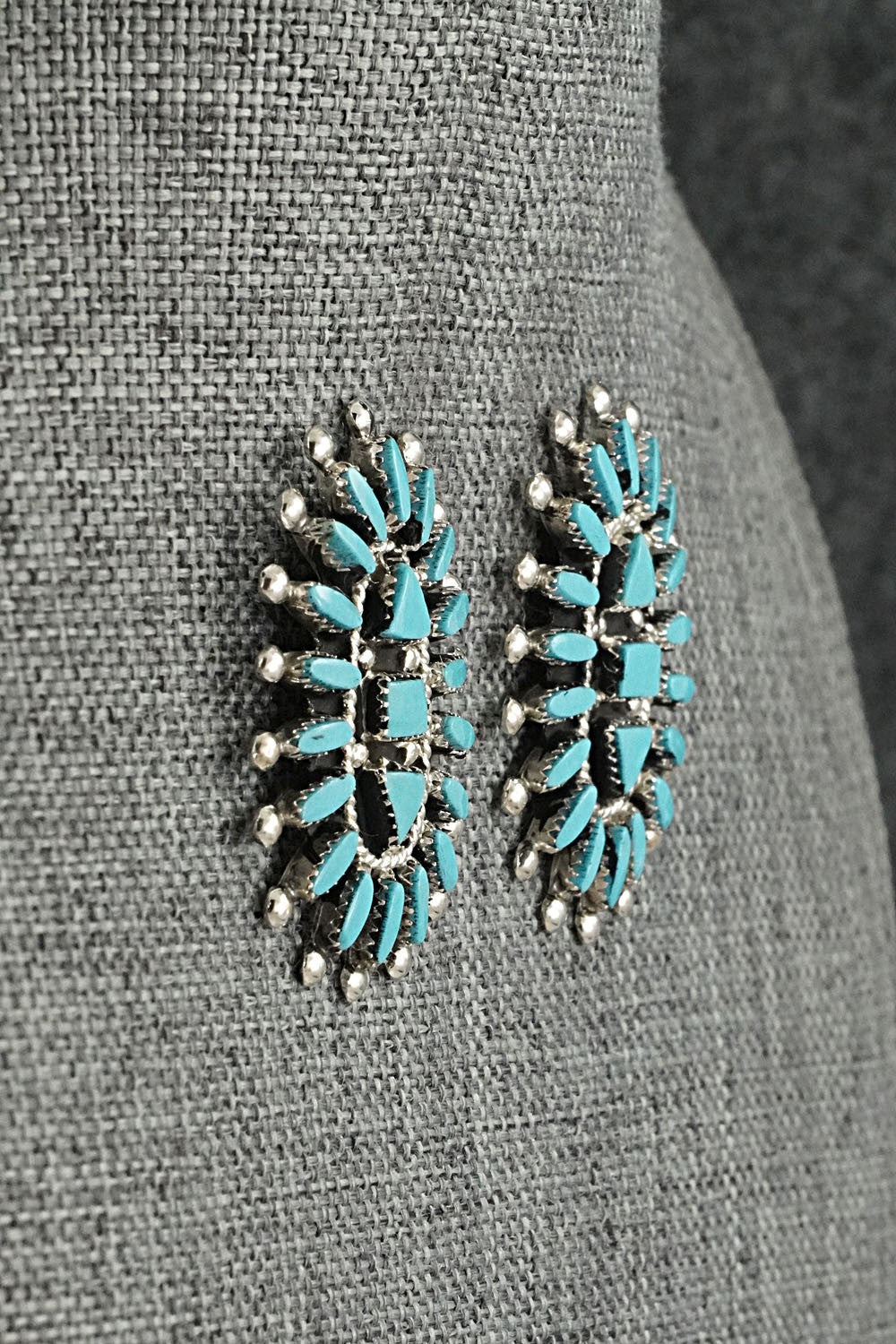 Turquoise & Sterling Silver Squash Blossom Set - Evonne Hustito