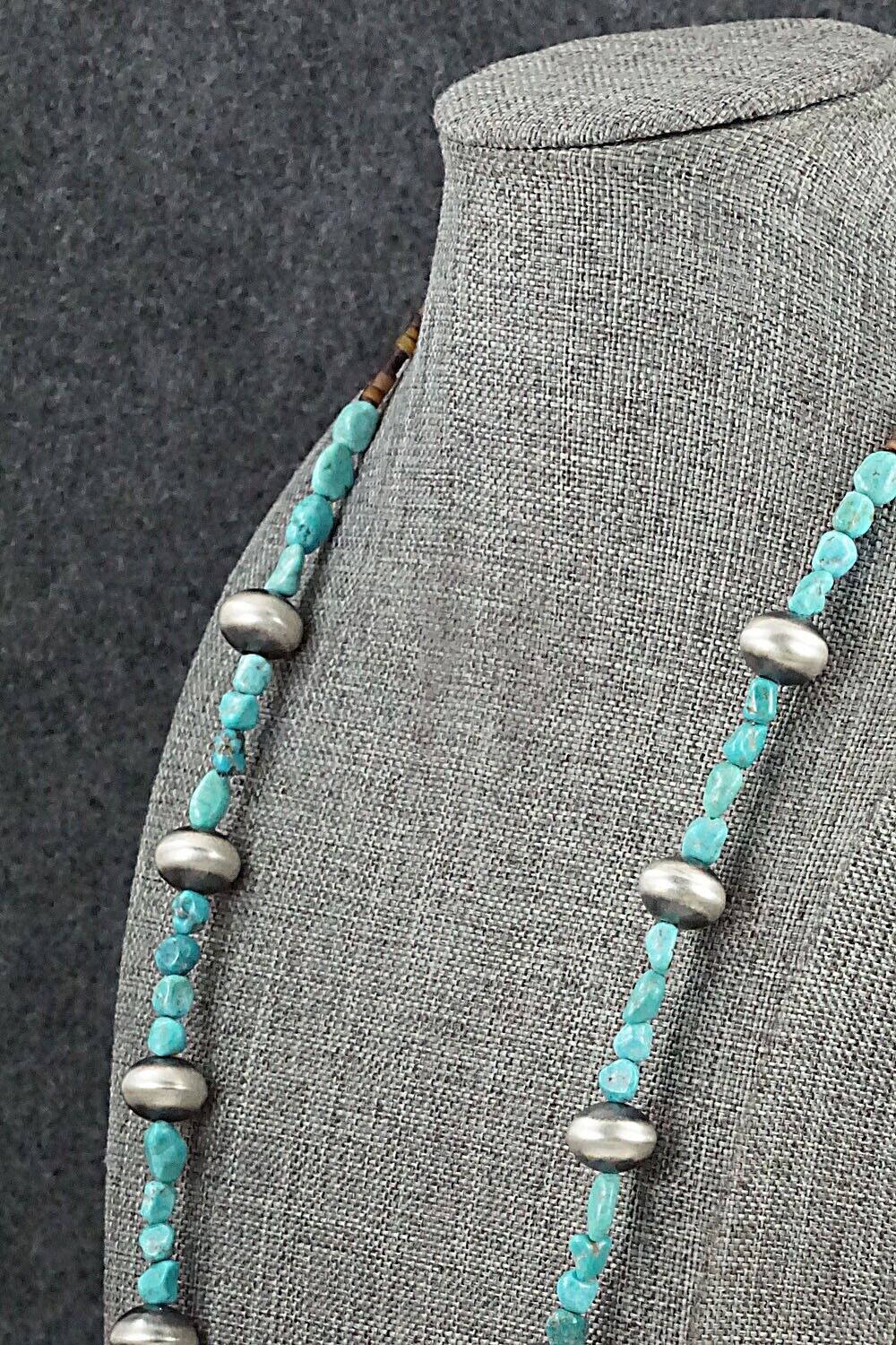 Turquoise & Sterling Silver Necklace 26" - Doreen Jake