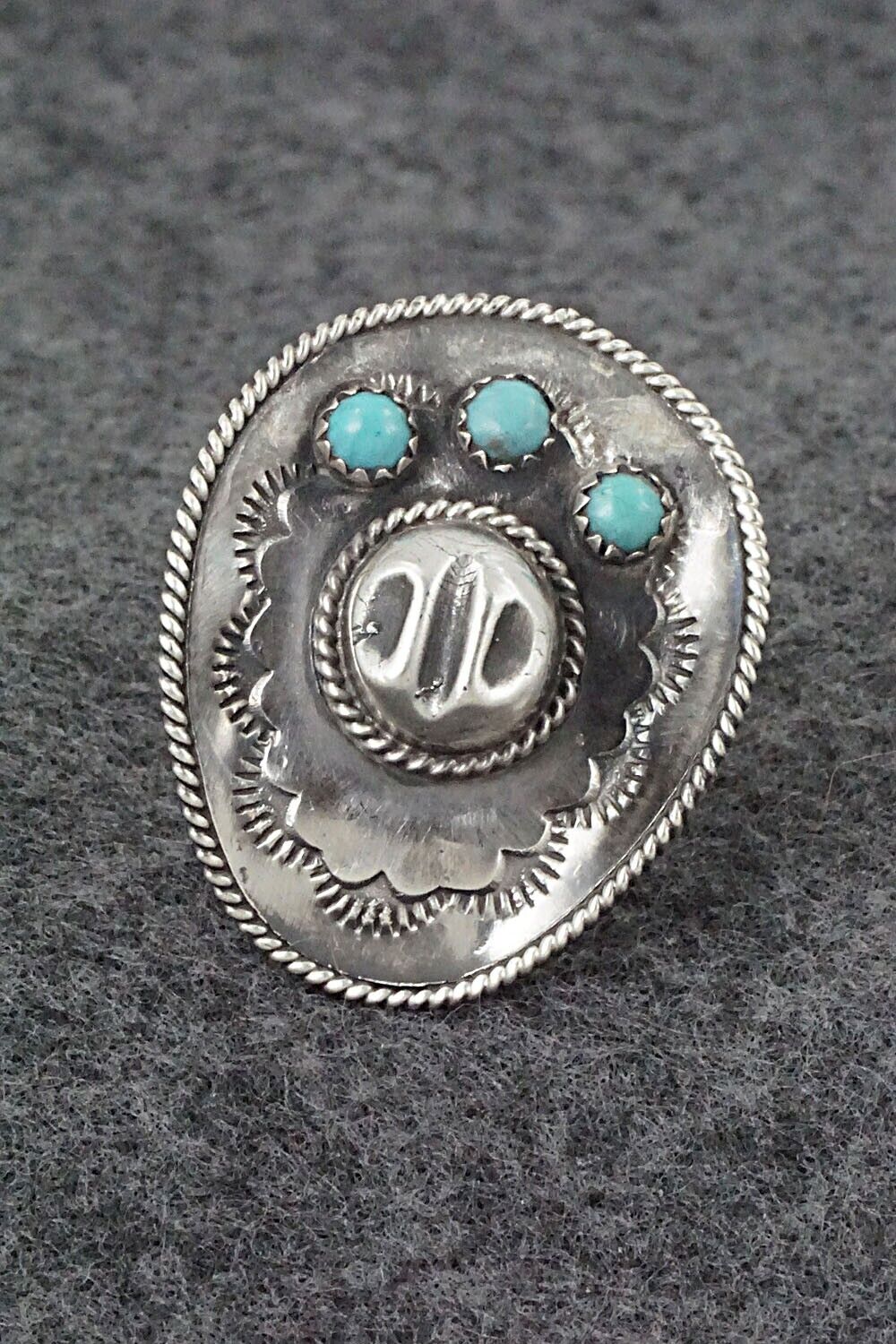 Turquoise & Sterling Silver Ring - Bobby Platero - Size 8.25