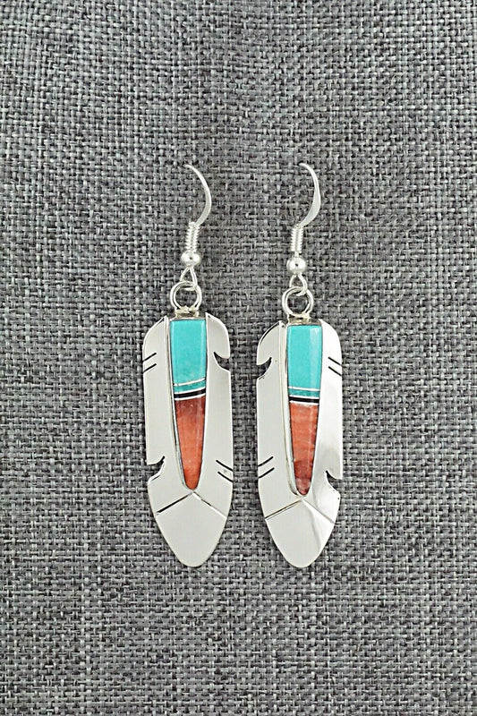 Multi-Stone & Sterling Silver Inlay Earrings - Marilyn Yazzie