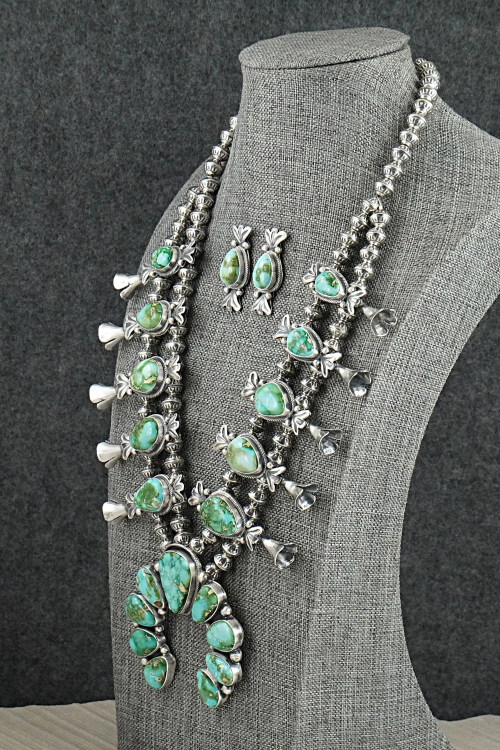 Turquoise & Sterling Silver Squash Blossom Set - Darrin Livingston