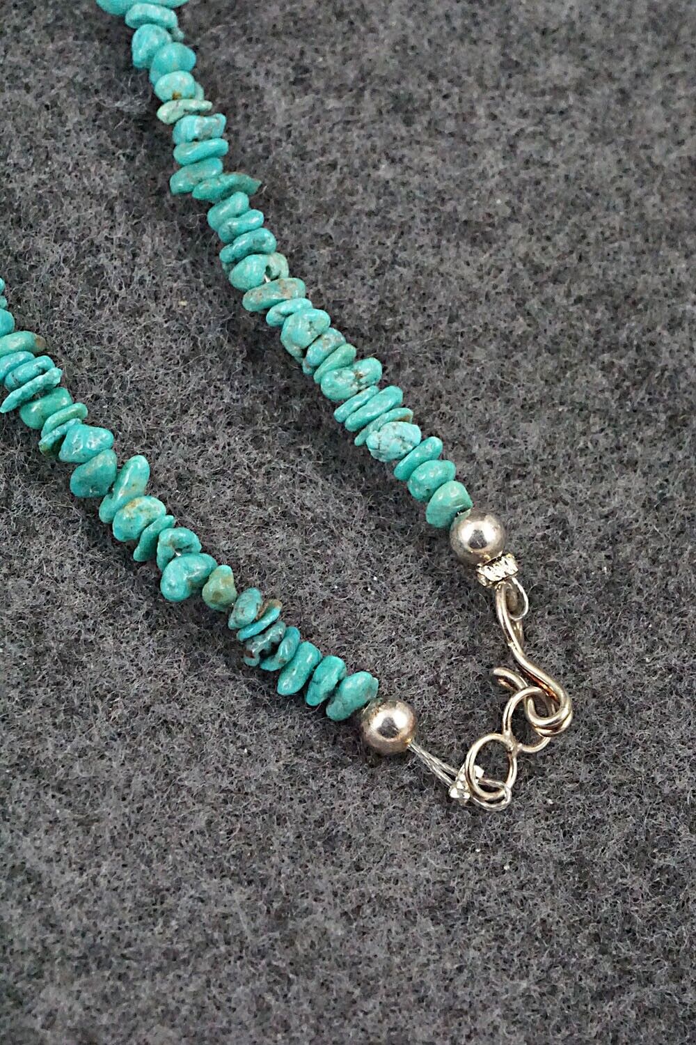 Turquoise & Sterling Silver Necklace 49" - Doreen Jake