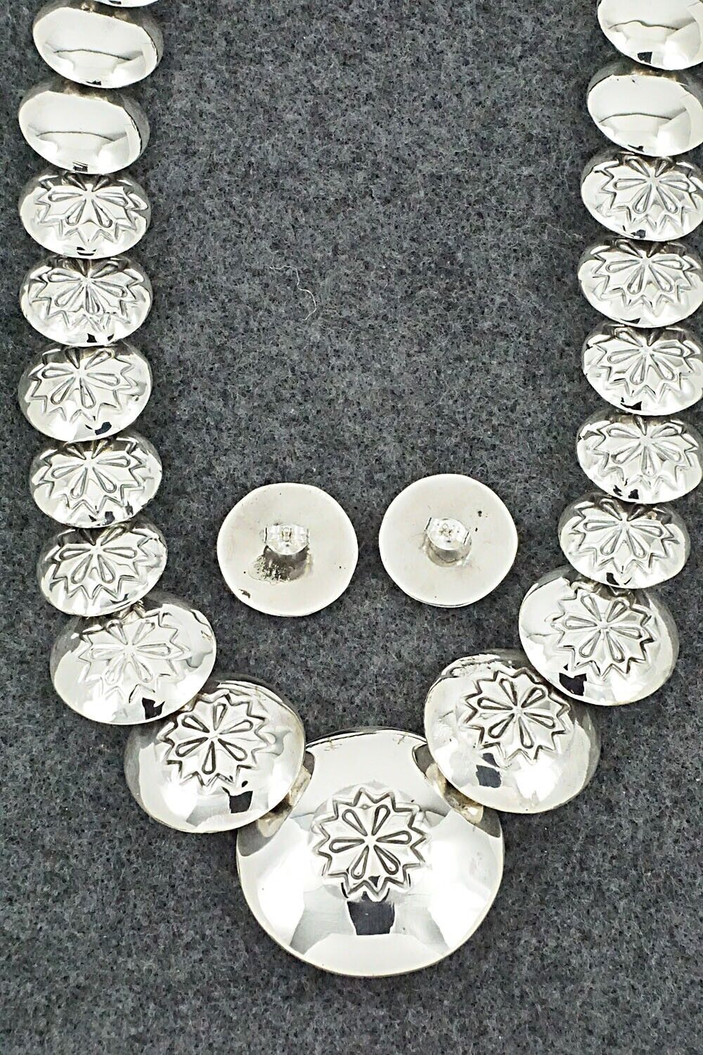 Coral & Sterling Silver Necklace and Earrings Set - Tim Thompson