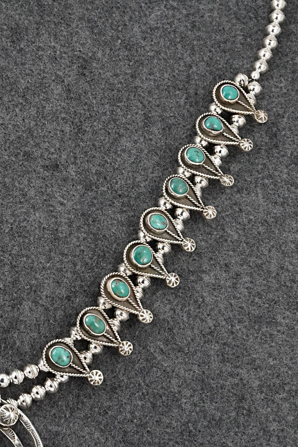 Turquoise & Sterling Silver Squash Blossom Set - Priscilla Reeder