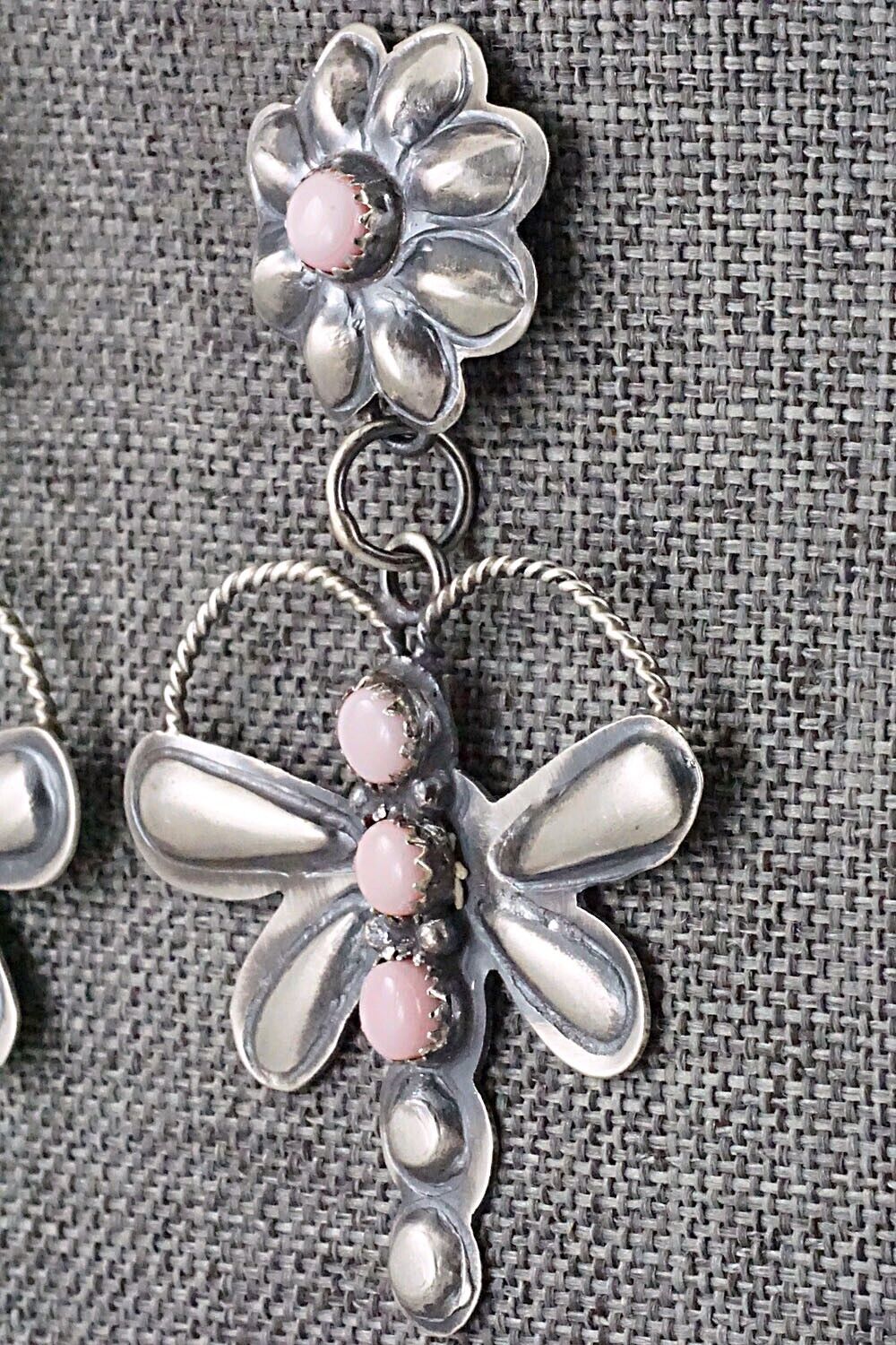 Pink Conch Shell & Sterling Silver Earrings - Gabrielle Yazzie