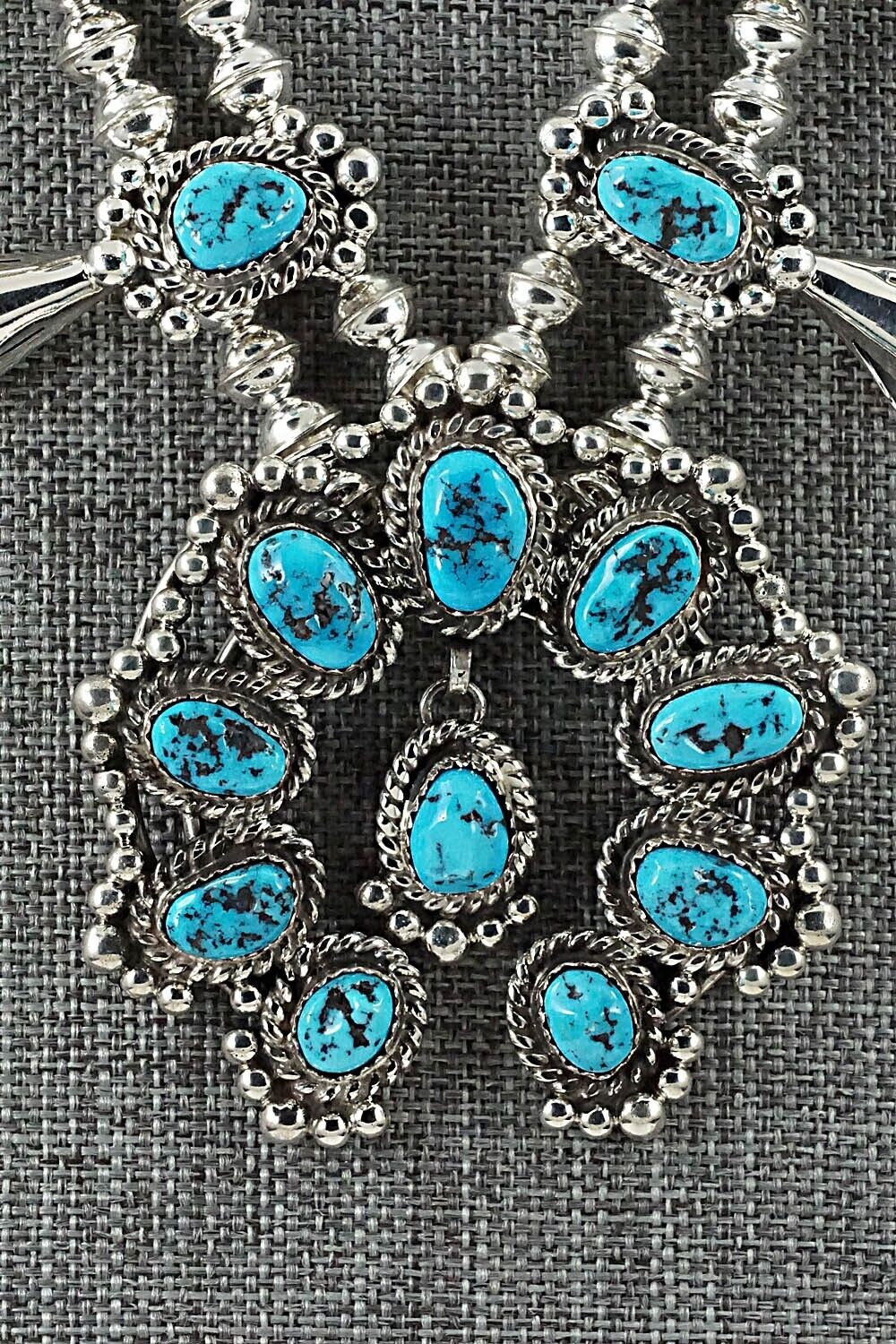Turquoise & Sterling Silver Squash Blossom Set - Vernon Johnson