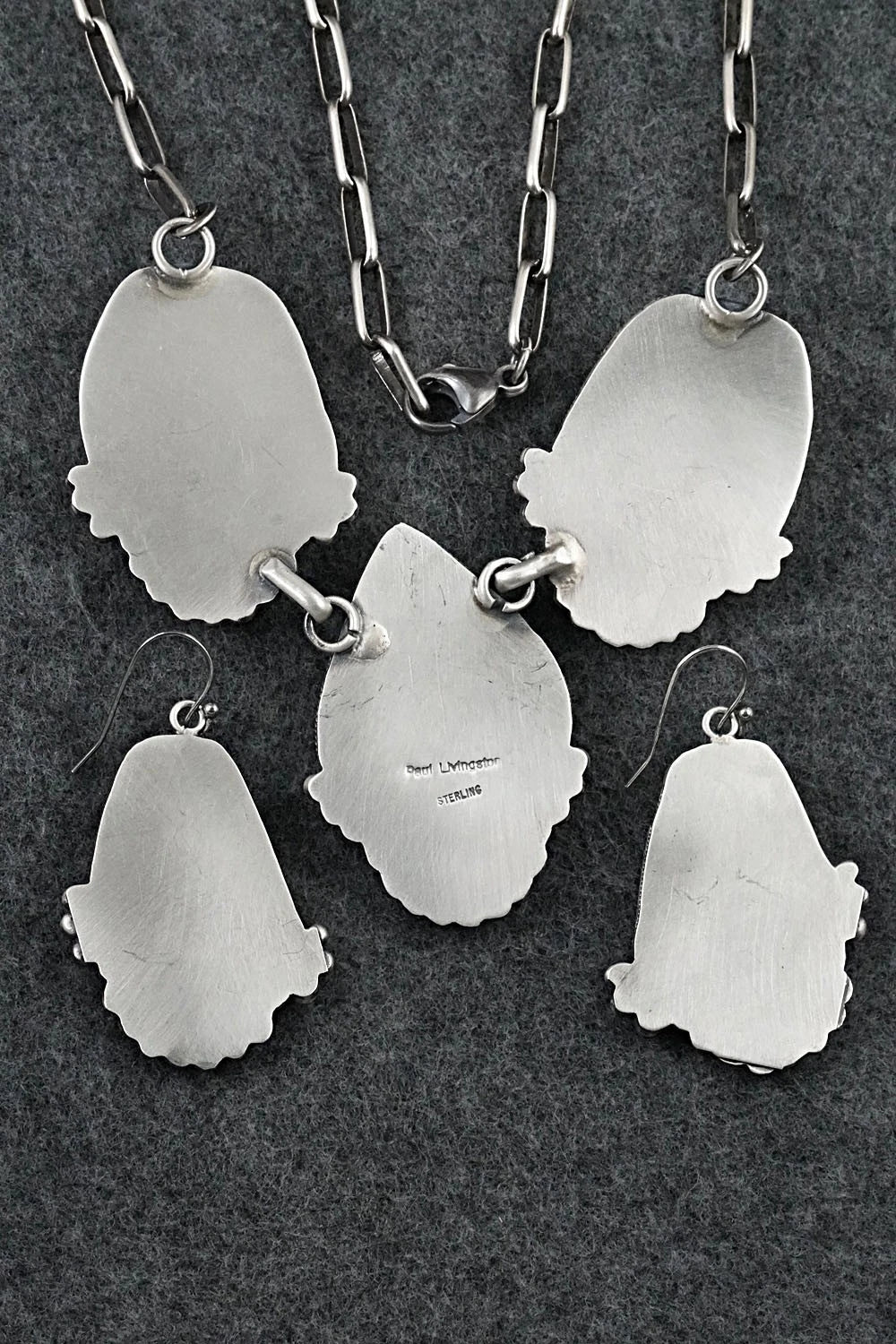 Turquoise & Sterling Silver Necklace and Earrings Set - Paul Livingston