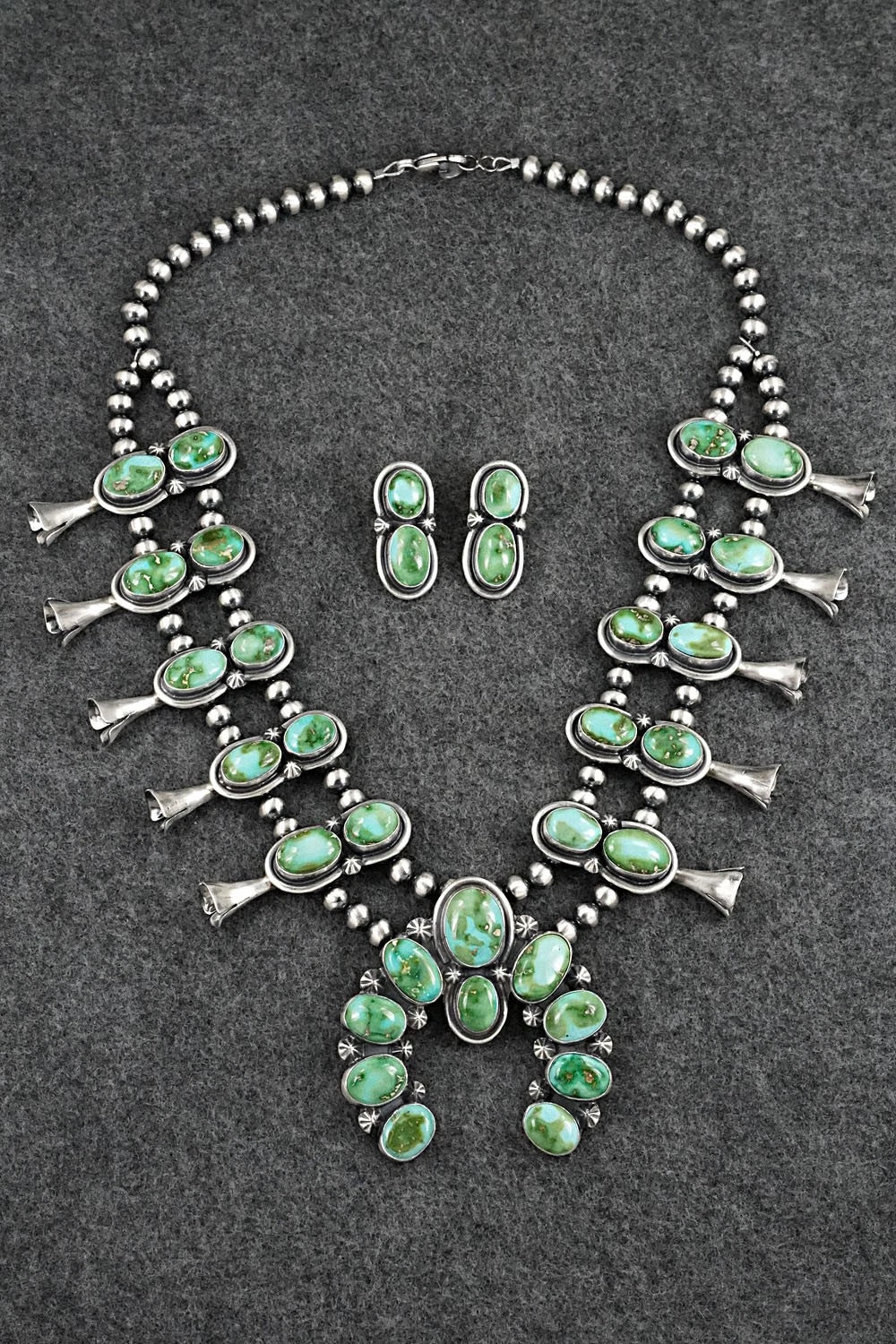 Turquoise & Sterling Silver Squash Blossom Set - Darrin Livingston