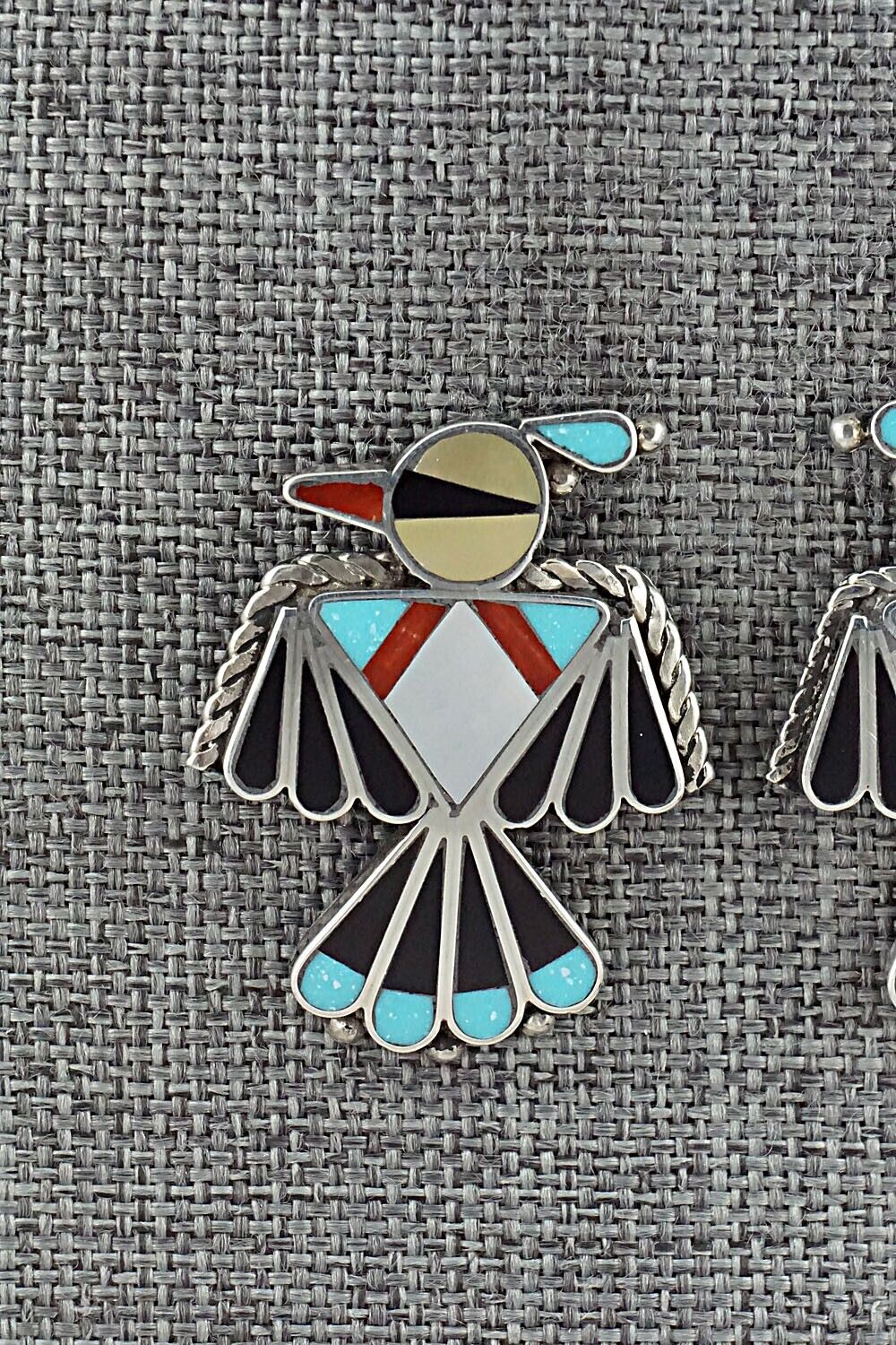 Multi Stone Inlay & Sterling Silver Earrings - Adrian Wallace