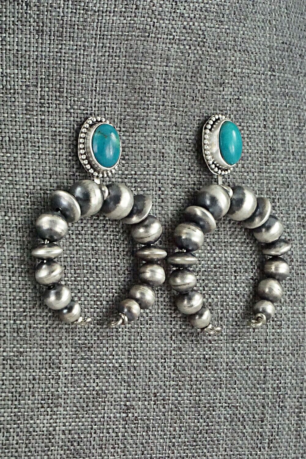 Turquoise & Sterling Silver Navajo Pearl Earrings - Grace Kenneth