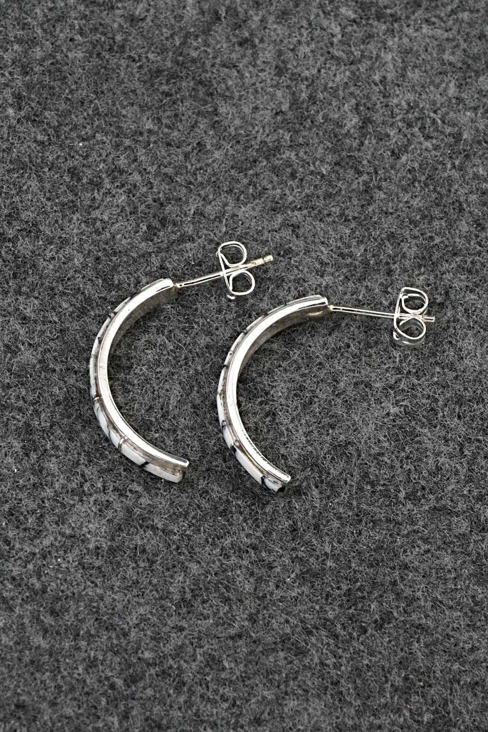 White Buffalo & Sterling Silver Earrings - Nathaniel Johnson