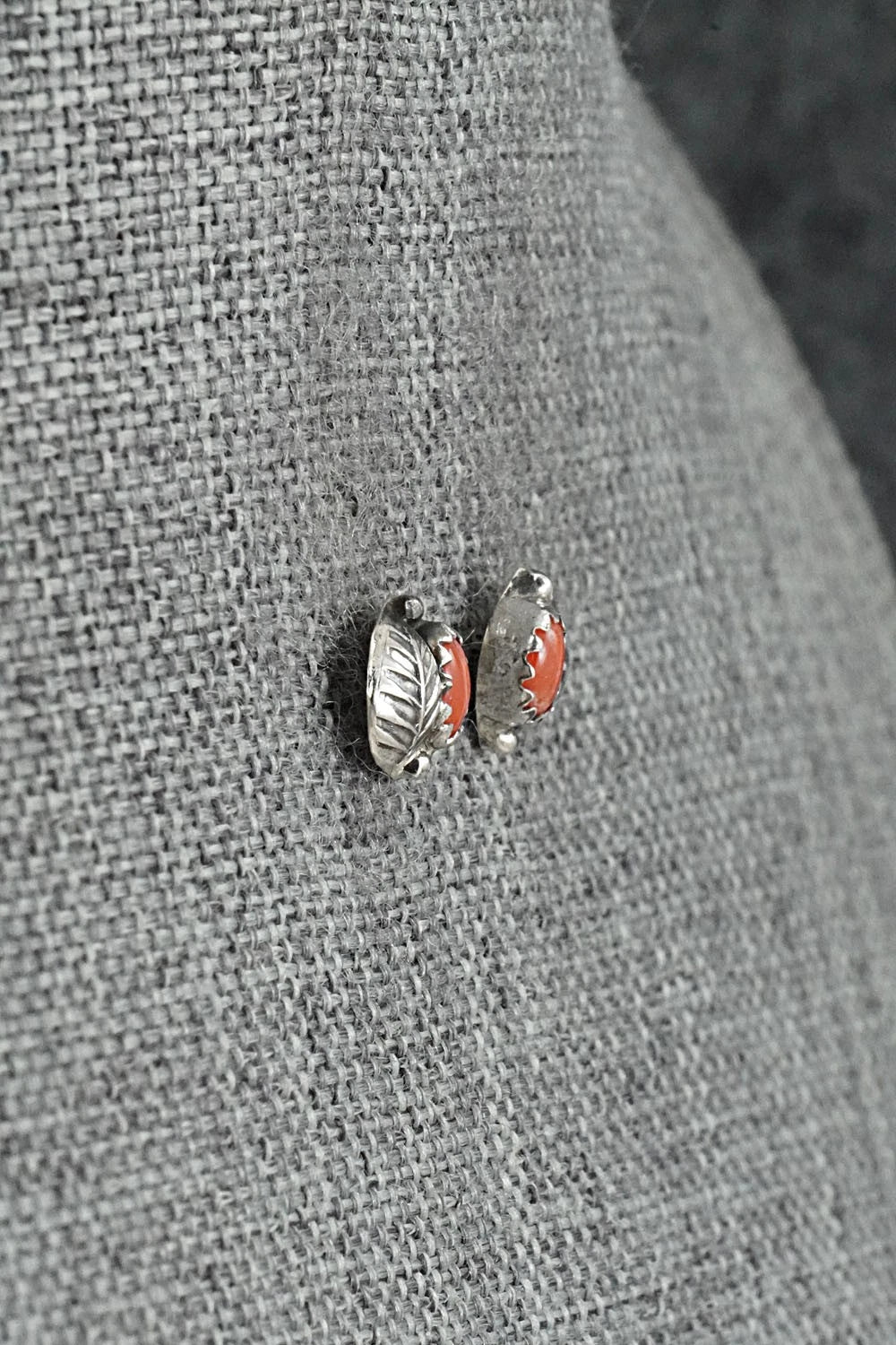 Coral & Sterling Silver Earrings - Roselene Joe