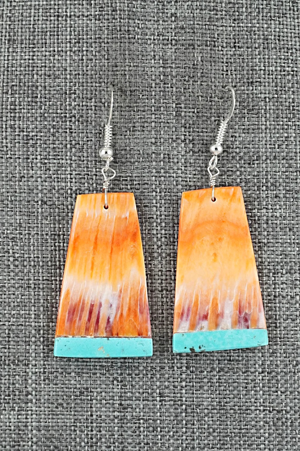 Spiny Oyster, Turquoise & Sterling Silver Earrings - Louise Pete