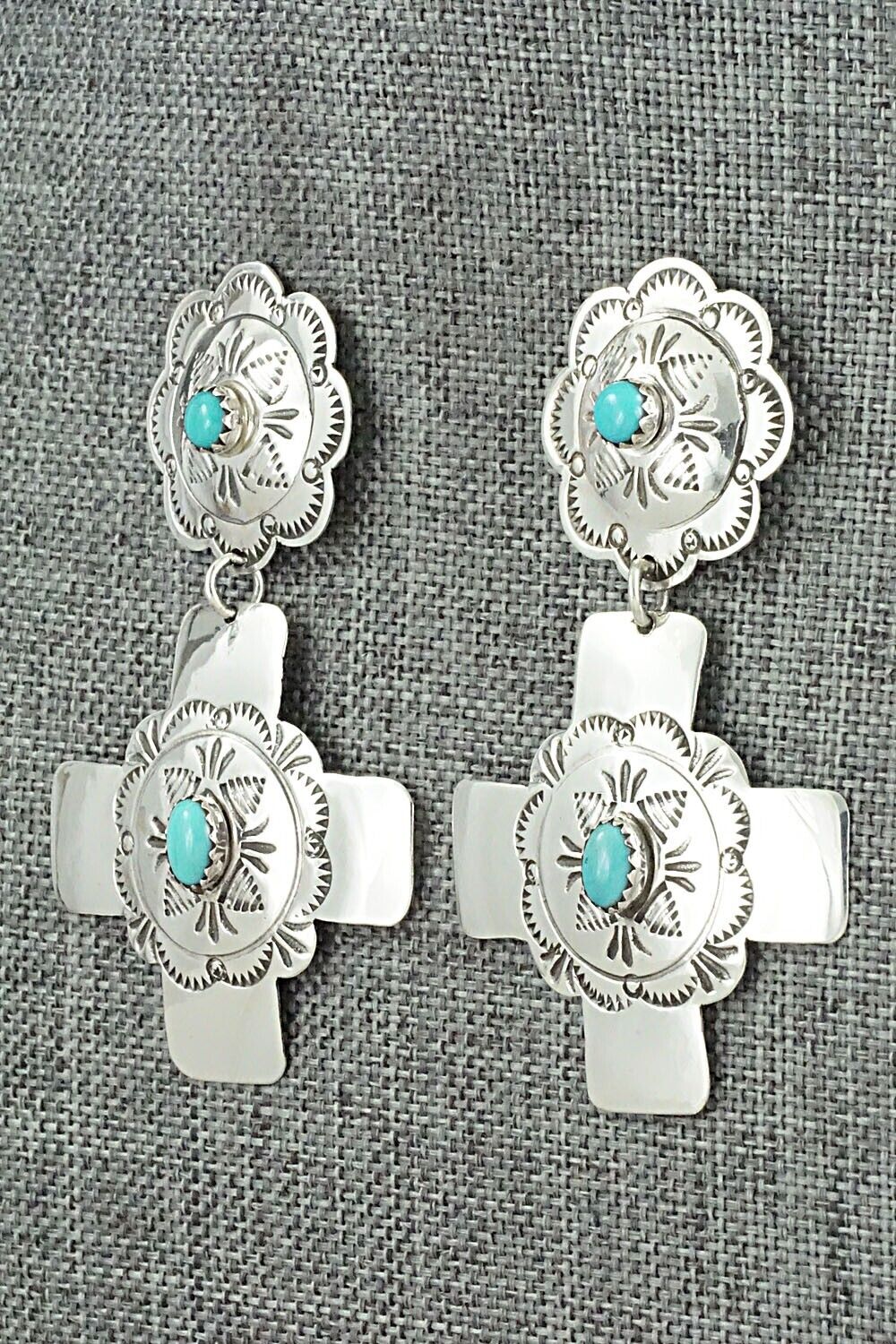 Turquoise and Sterling Silver Earrings - Bertha Begay