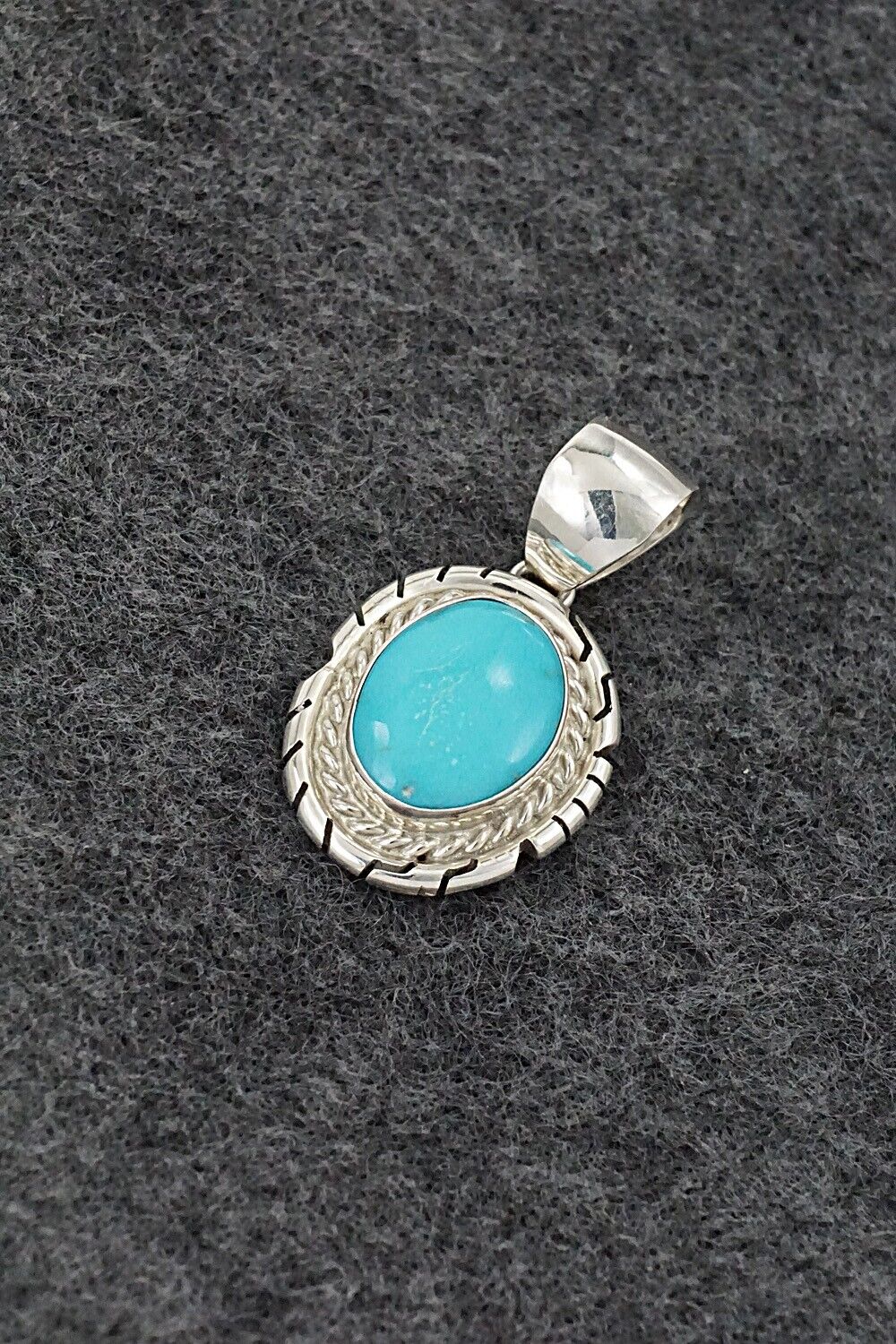 Turquoise & Sterling Silver Pendant - Johnny Frank