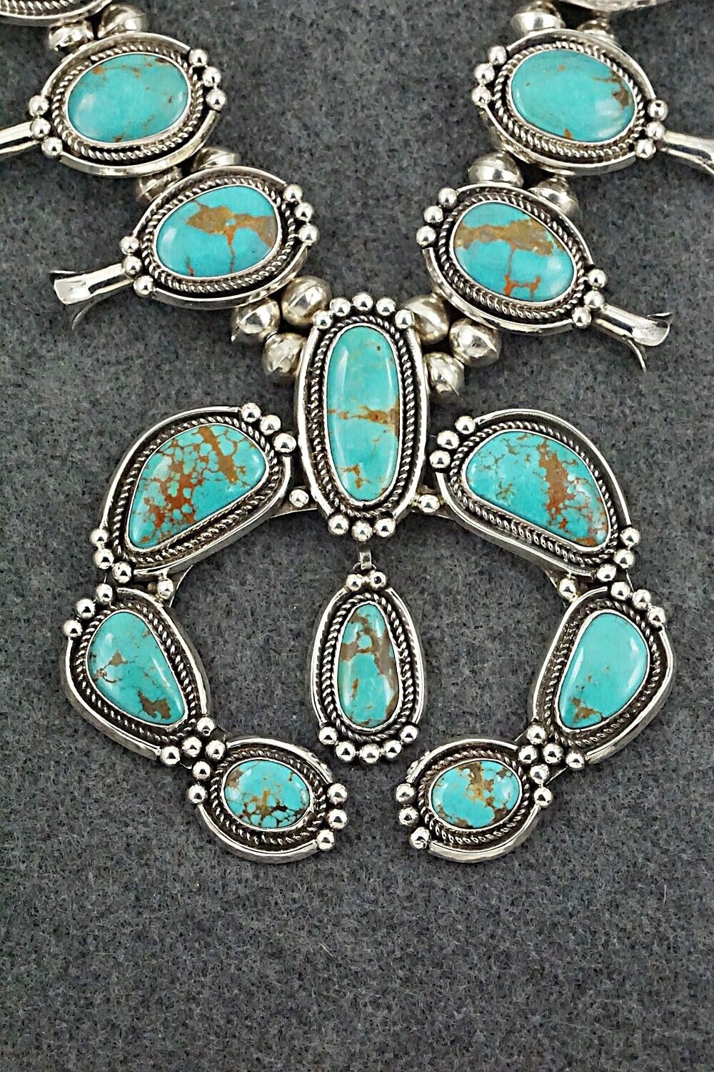 Turquoise & Sterling Silver Squash Blossom Set - Mike Platero