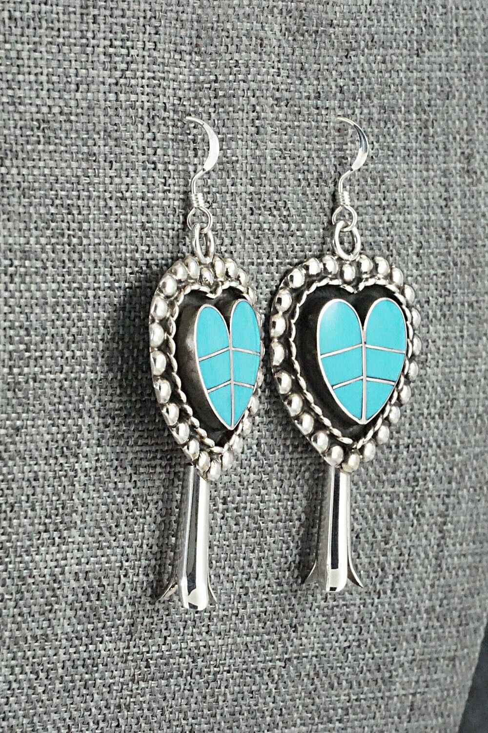 Turquoise & Sterling Silver Squash Blossom Set - Faye Lowsayatee