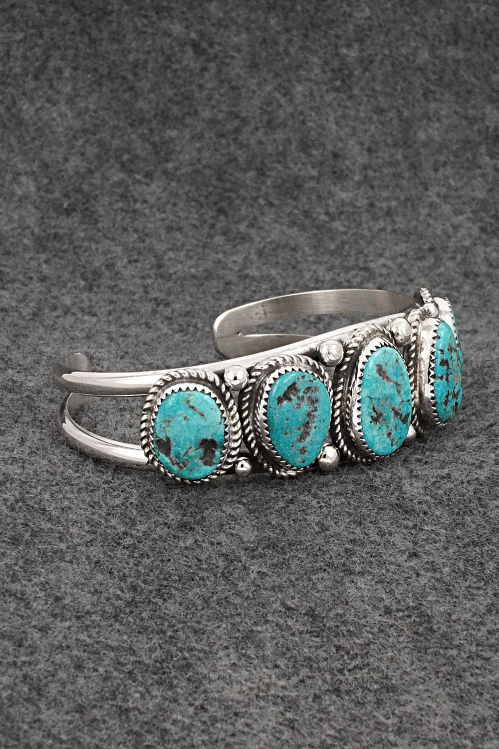Turquoise & Sterling Silver Bracelet - Leslie Nez