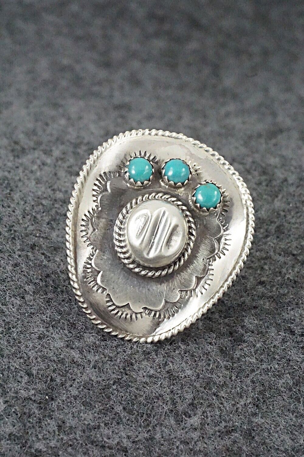 Turquoise & Sterling Silver Ring - Bobby Platero - Size 5.5