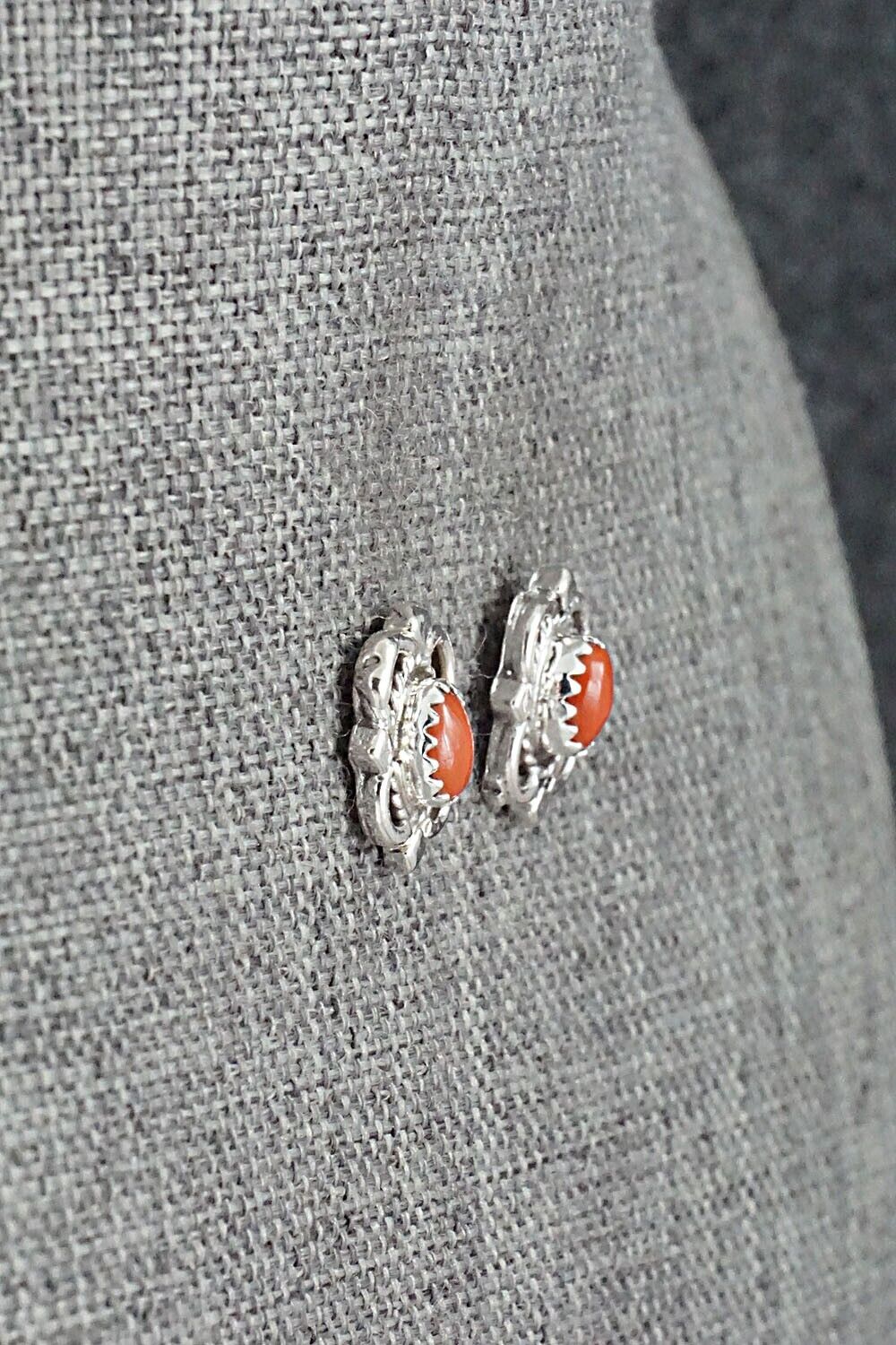 Coral & Sterling Silver Earrings - Theresa Smith