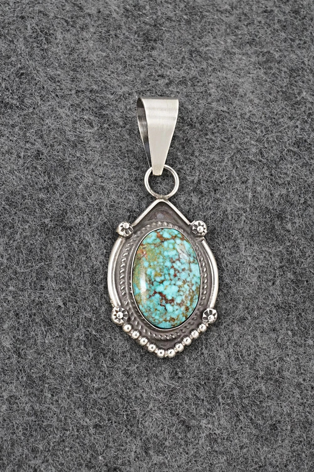 Turquoise & Sterling Silver Pendant - Leslie Nez