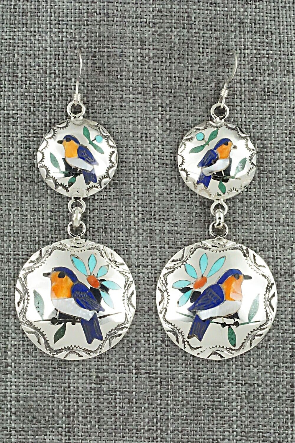 Multi Stone & Sterling Silver Earrings - Quintin Quam Sr.