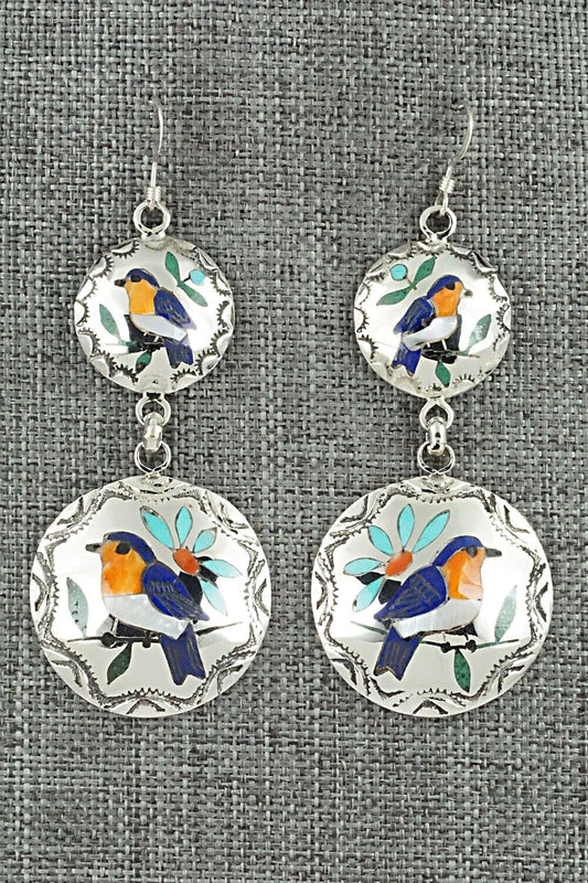 Multi Stone & Sterling Silver Earrings - Quintin Quam Sr.
