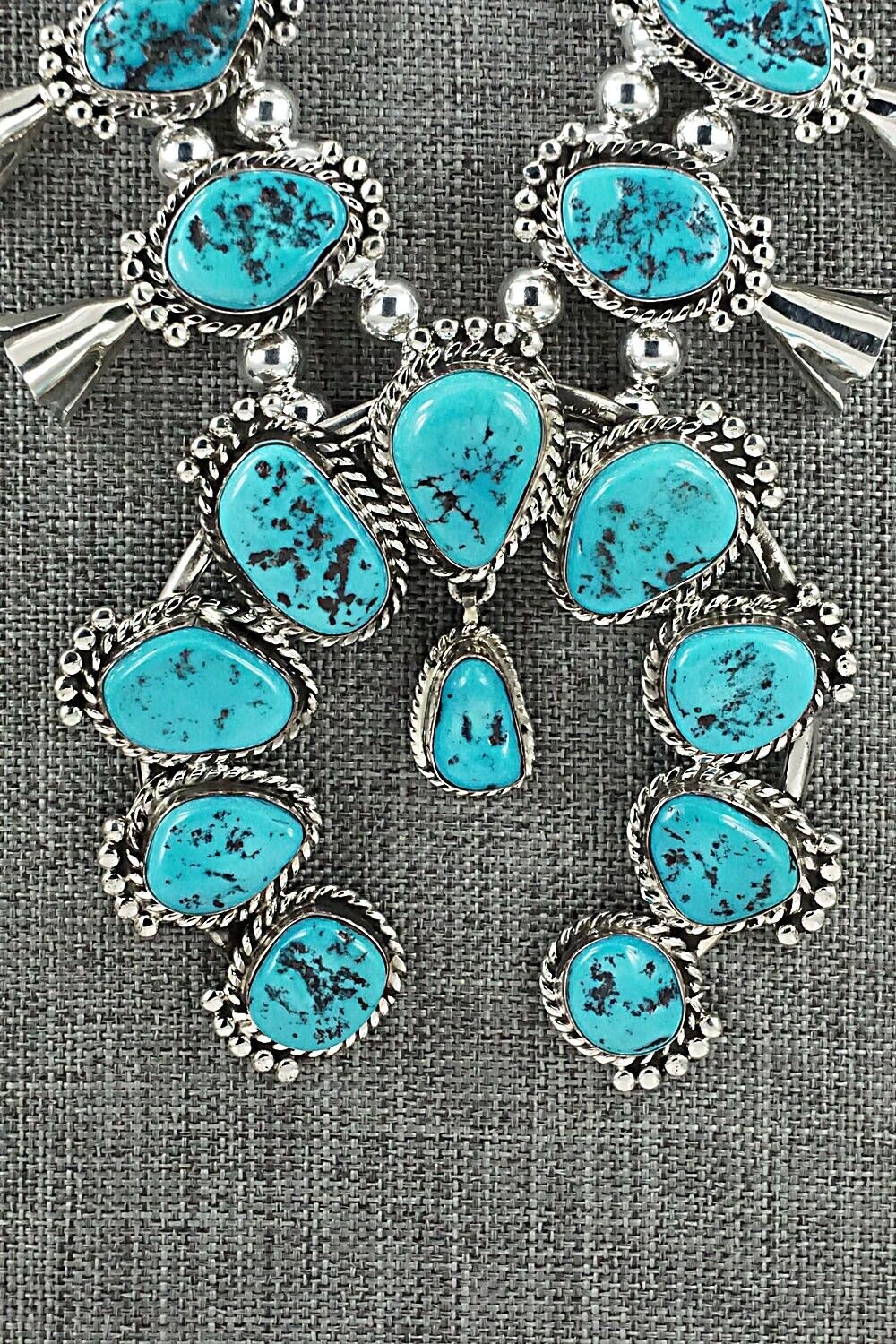 Turquoise & Sterling Silver Squash Blossom Set - Vernon Johnson