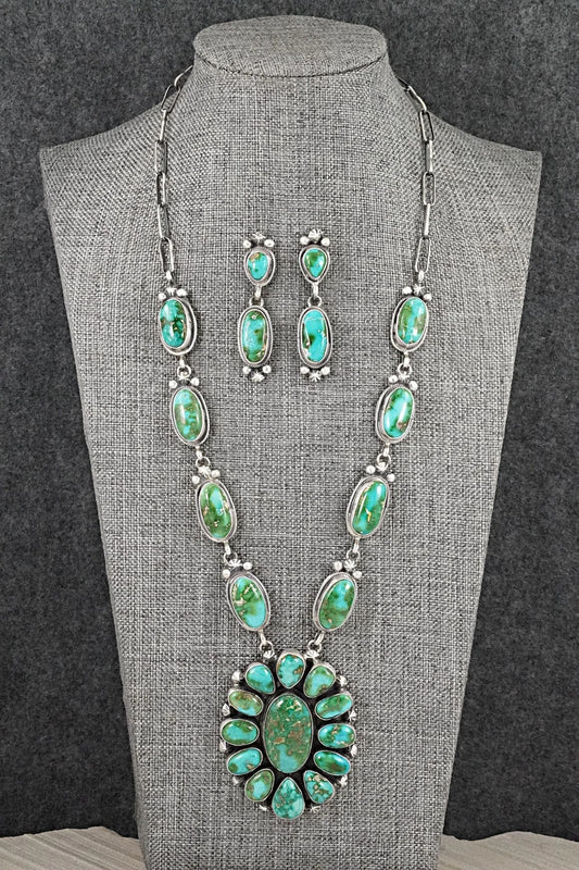 Turquoise & Sterling Silver Necklace and Earrings Set - Darrin Livingston