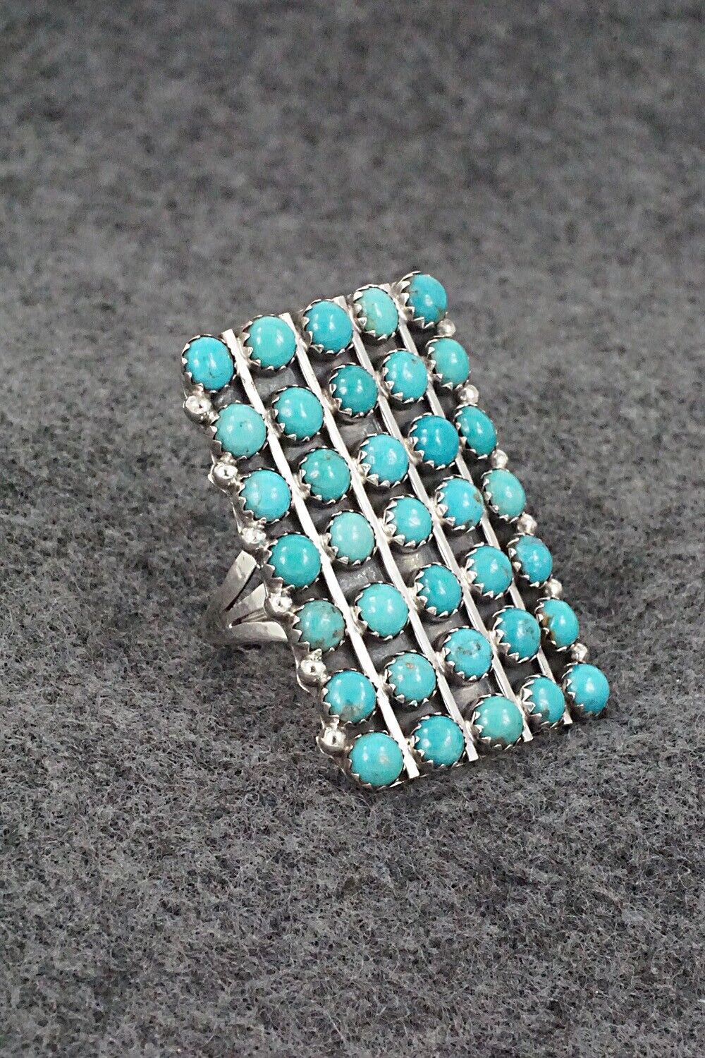 Turquoise & Sterling Silver Ring - Kenny Lonjose - Size 7.5