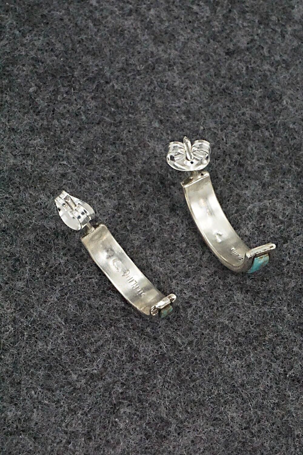 Turquoise & Sterling Silver Hoop Earrings - Alton Tom