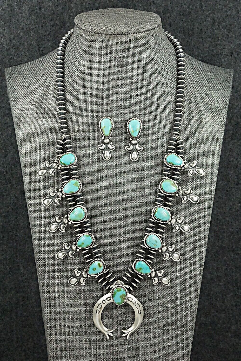 Turquoise & Sterling Silver Squash Blossom Set - Adrienne Gordon
