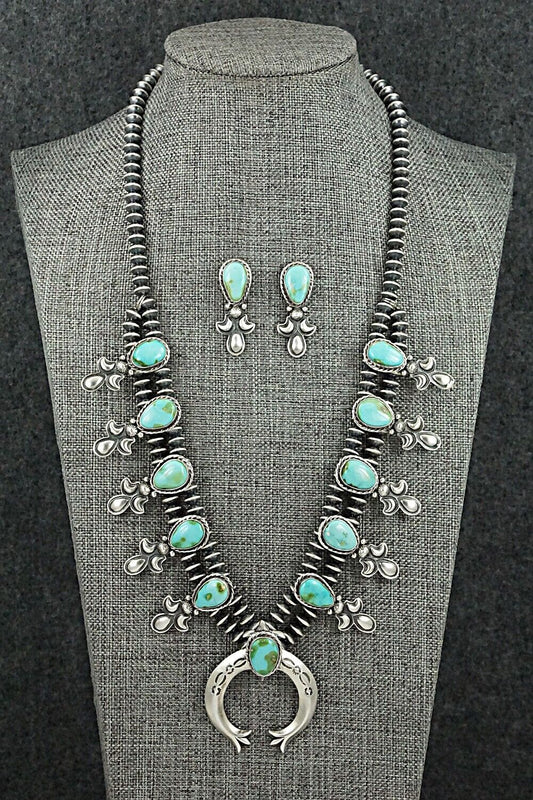 Turquoise & Sterling Silver Squash Blossom Set - Adrienne Gordon
